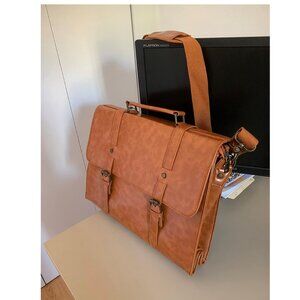 Leather Messenger Bag For Men 15.6 Inch Leather Laptop Shoulder Work Bag